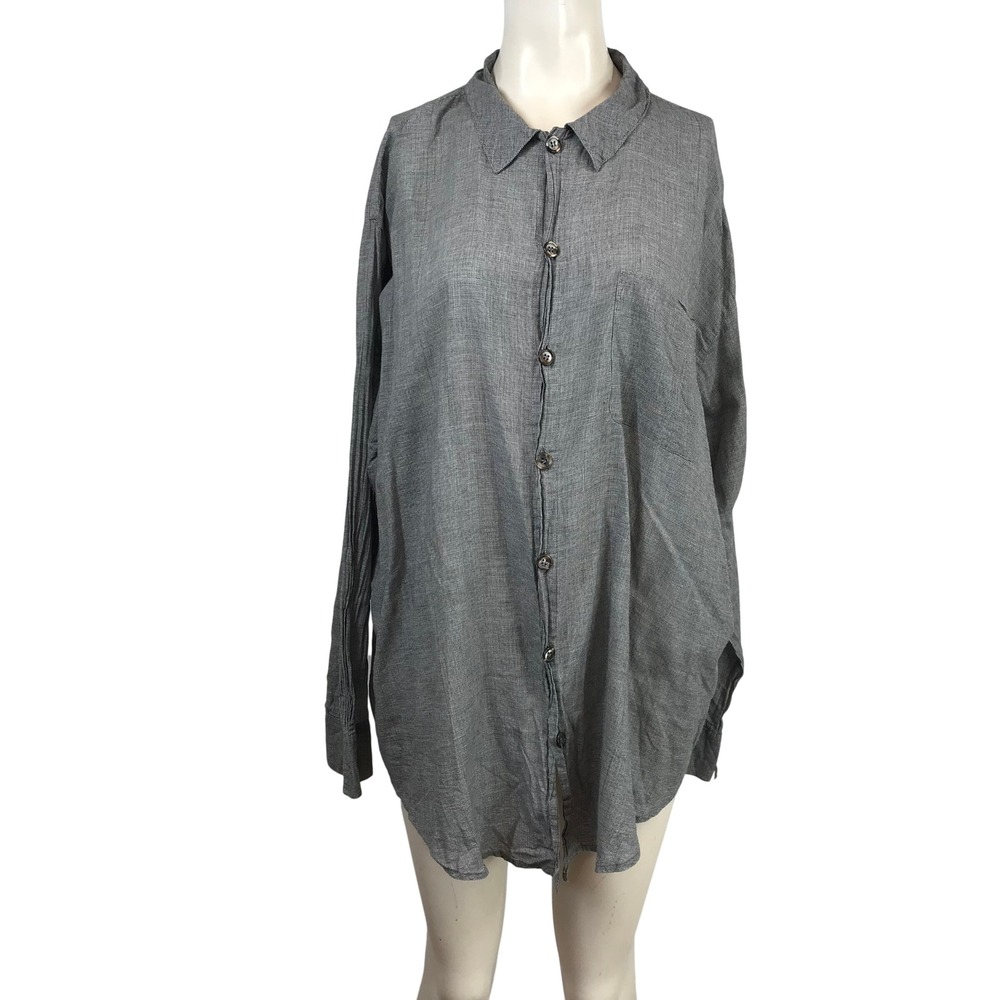 CP Shades Sausalito Womens Grey Micro Houndstooth Cotton Button Down Shirt XL